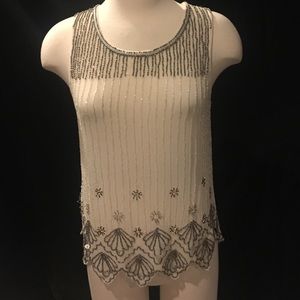 Beautiful Bar III beaded vintage looking top